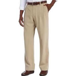 Tommy Bahama Chino Pants 100% Silk Pleated Front Mid Rise Relaxed Fit Tan 34x32